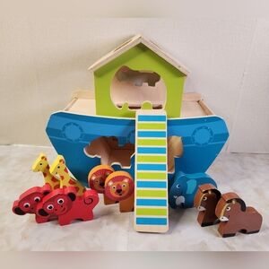 Colorful Wooden Animal Ark Playset